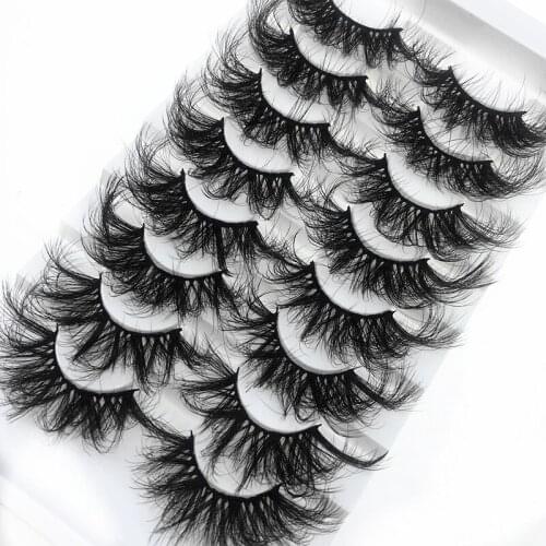 8 Pairs mink eyelashes 25mm lashes fluffy messy 3D mink lashes wholesale, 8 pairs natural Long Thick false eyelashes extension