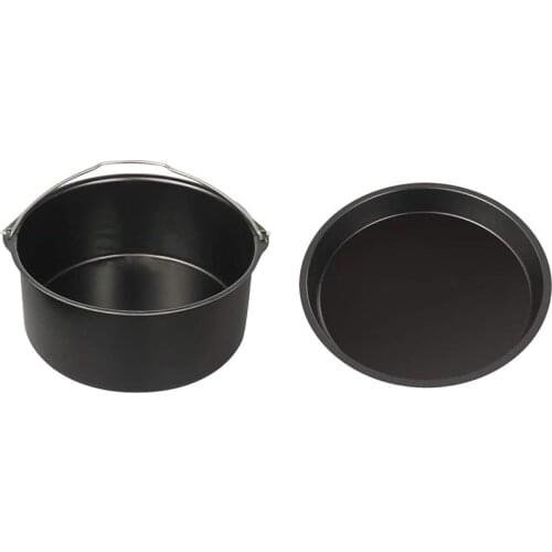 AD-7-Inch Airfryer Accessories, 2 Pack Non-Stick Bakeware Cake Bucket Pizza Tray,Kitchen Restaurant Tool Set