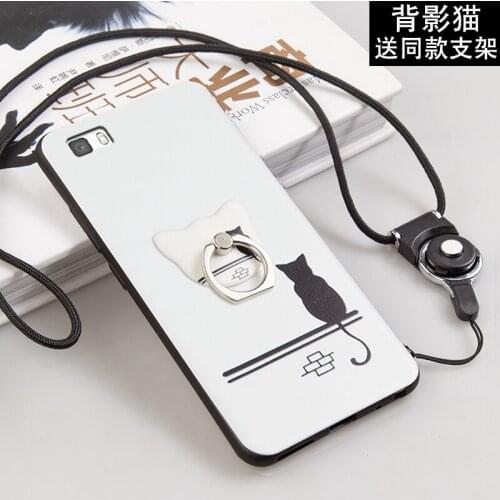 ALIVO For Huawei P8 lite case with Ring full protection Cartoon 3D relief silicon Fitted Case+Lanyard for huawei p8 lite cover