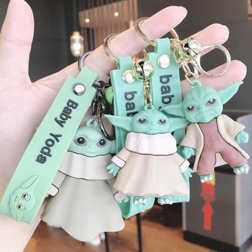 6pcs/Lot New Disney Star Wars Baby Yoda Keychain Ring Cartoon Anime Mandalorian Action Figure Model PVC Children Kids Toys Gift