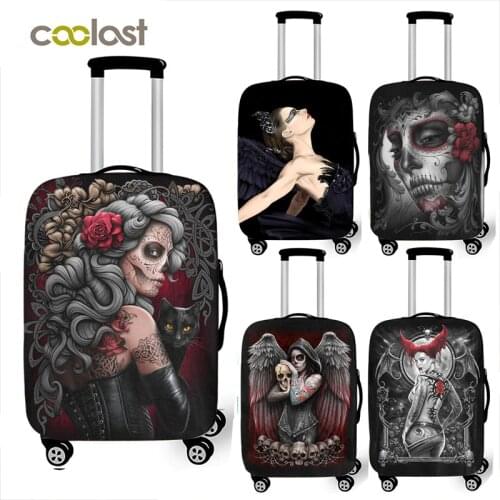 Cool punk gothic skull travel suitcase cover for 18 -32 inch luggage trolley case covers anti-dust luggage protective cover