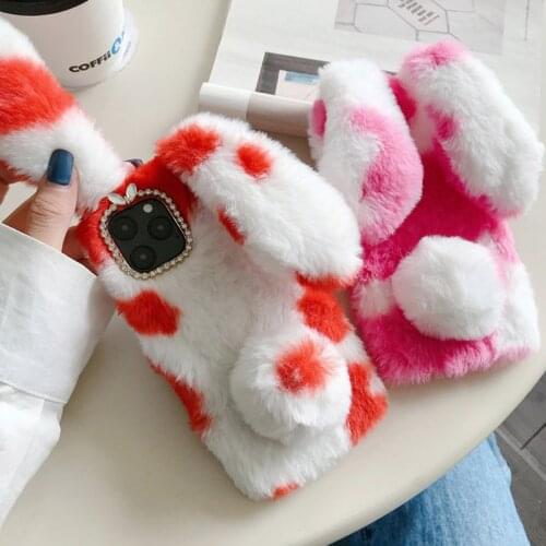 Phone Case for LG G5 G6 G7 G8 Q6 Q7 V10 V30 V50 K8 K11 LV3 LV5 Stylo 4 5 Cute Furry Rabbit Soft Cover Protection Shell Back Skin