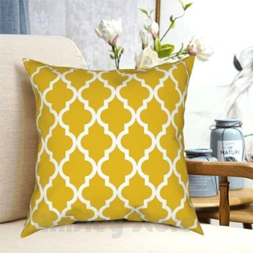 Mustard Yellow Moroccan Pattern Pillow Case Printed Home Soft Throw Pillow Bright Canary Color Colorful Gold Interior