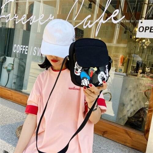 Disney summer new fashion canvas shoulder small bag cartoon casual messenger female bag wild shopping mobile phone bag