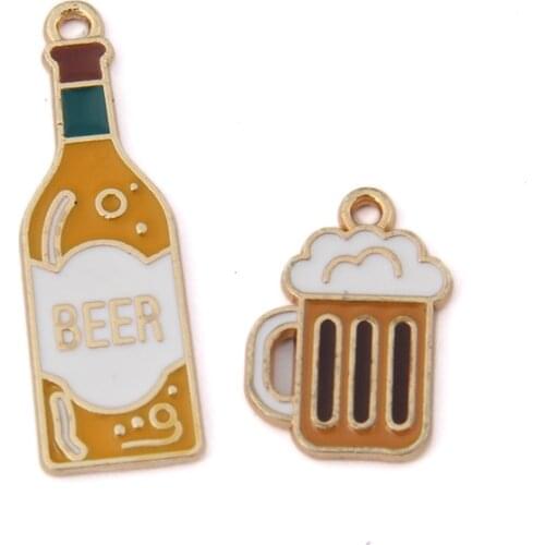 DIY Jewelry Findings 70pcs Kawaii Enamel Alloy Drink Bottle Beer Cup Necklace Pendant Ornament Accessories Dripping Oil Charms
