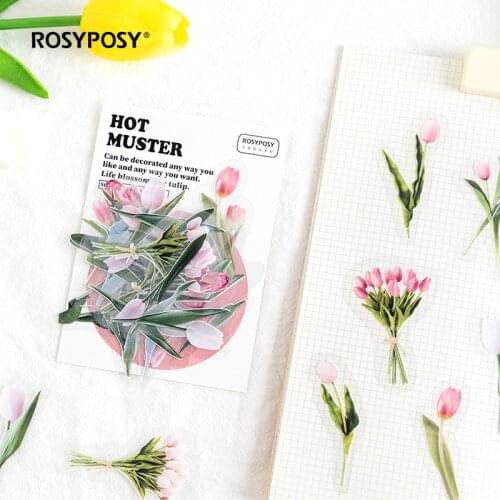 40 Pcs HOT Collection Series Plant Decorative Kawaii Bear Flower Transparent Stickers Scrapbooking DIY Diary Album Stick Lable