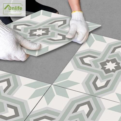 Funlife® Mint Ancient Geometry Home Ground Stickers Anti-Slip Bathroom Decorative Kitchen Waterproof Self-Adhesive Floor Sticker