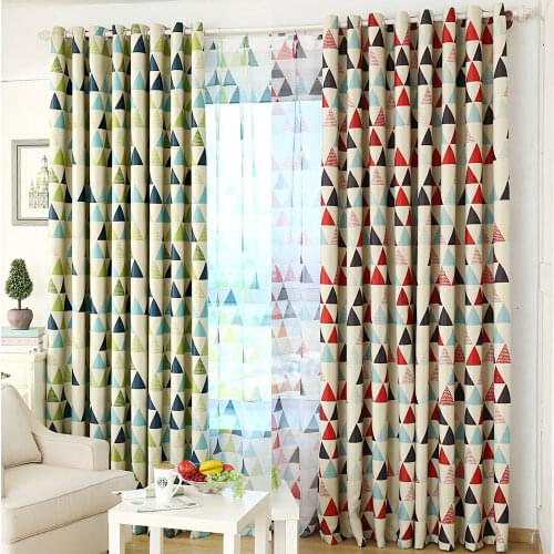 Geometric Triangle Living Room Curtains Jinya Home Decoration Colored Polyester Window Treatments Kitchen Bedroom Curtain Panels