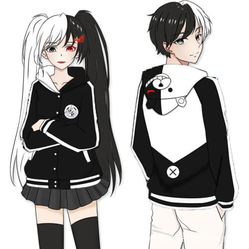 Adult Unisex Anime Danganronpa Monokuma Cotton Hooded Hoodie Jacket Costumes Cosplay For Woman Man Pluz Size