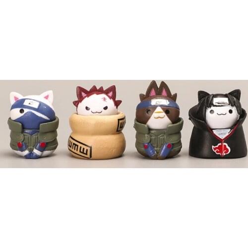 Kawaii Cat NARUTOED Anime Figure NARUTOED Kitten Sasuke Kakashi Gaara Haruno Sakura Itachi Shikamaru Doll Kawaii Toys Kid Gift
