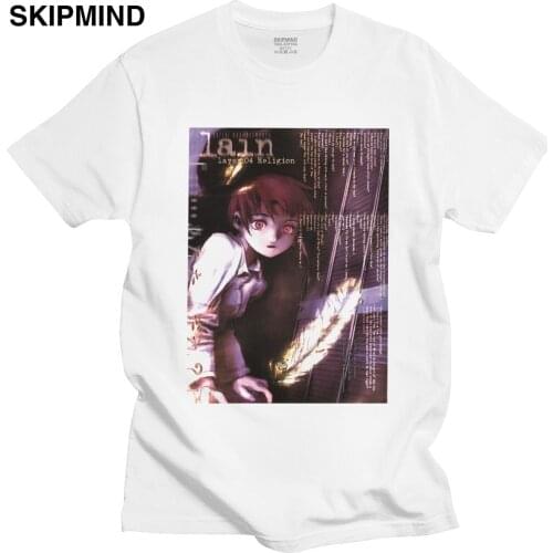 Classic Mens Serial Experiments Lain T Shirts Short Sleeve Cotton Tshirt Anime Manga T-shirt Iwakura Tee Top Merch Clothing Gift