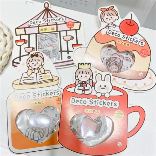 Korean Cute Cartoon Animals Sticker Girls Diary Sticker Scrapbook Decoration Stationery Stickers