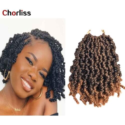 8inch Passion Ombre Hair Extension Crochet Spring Twist Crochet Braids Synthetic Braiding Hair Jamaica Bounce Fluffy Twist