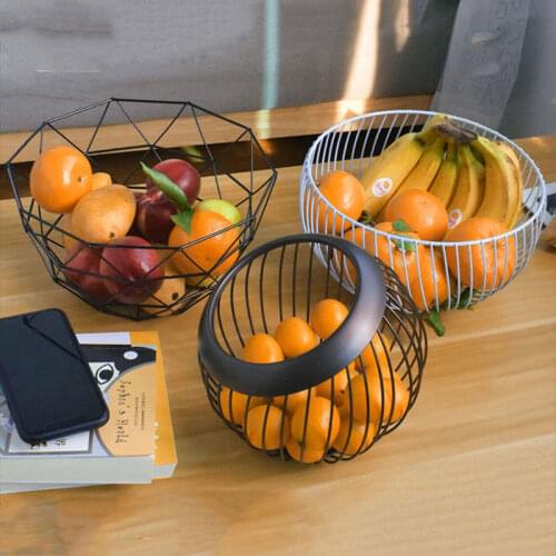 Wrought Iron Fruit Basket Drain Fashion Living Room Coffee Table Fruit Tray Home Creative Snack Basin Storage Basket