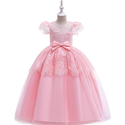 Kids Bridesmaid Lace Flower Girls Wedding Dress For Girl Evening Party Dresses Teenage Children Princess Dress 6 8 10 12 14 Year