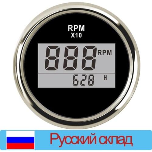 Boat Digital Tachometer Gauge Waterproof 0-9990RPM Tacho Meter With Hourmeter Fit For Diesel Marine Car Boat Accessories 52MM