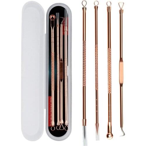 4pcs / set Blackhead Comedone acne grain defect Vacuum Extractor Blackhead remover tool spoon for skin care tool