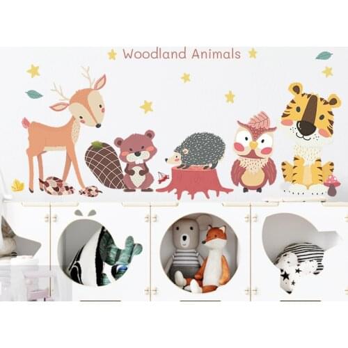 Nordic Style Cute Animals Wall Sticker for Children Kids room Bedroom Decor Vinyl Wall Decals Removable Home Decoration Stickers
