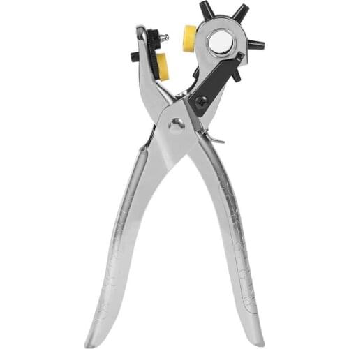 Multifunctional Hole Puncher Handle Punch Eyelet Plier with 5 Different Hole Sizes for Leather Strap Watch Band Leather Card