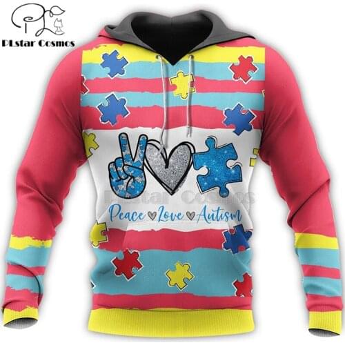 PLstar Cosmos Fashion Men hoodies Autism Its OK To Be Different 3D Print hooded Sweatshirt Unisex Casual Hoodies Pullover-8