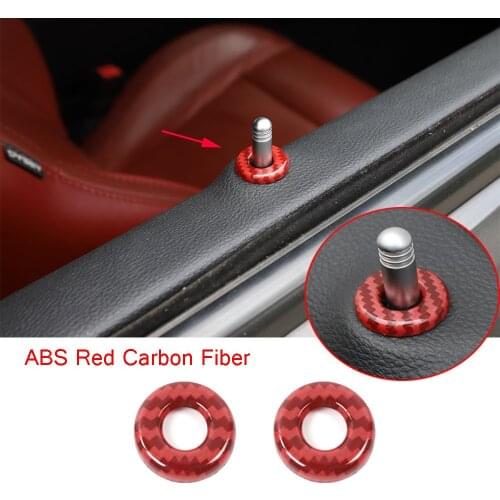 Soft Real Carbon Fiber Door Lock Pin Cover Decor Trim Fit For Dodge Challenger 2014-2020
