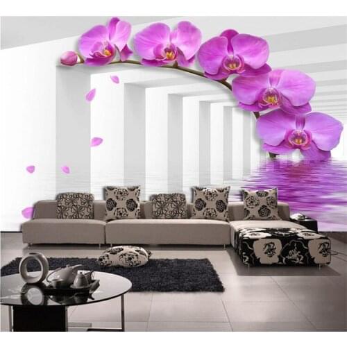 Study Room Wallcoverings Modern-style Violet Flower Custom Size 3D Photo Wallpaper Backdrop Stereoscopic Murals Wall Paper Roll