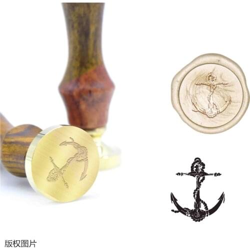 Beach Boat Anchor Pattern Wax Seal Stamp Wedding Gift Seal B11 Custom Initial Stamps Wood Handle Ancient Sealing Wax stamp Retro