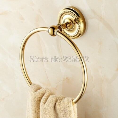 Wall Mounted Bathroom Towel Ring Holders Gold Color Brass Finish lba605