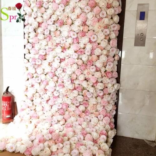 SPR 4ft*8ft/pc blush pink wedding rose roll up flower wall backdrop artificial flower table centerpiece arrangement decorative