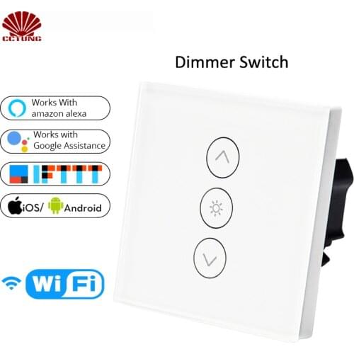 WIFI Smart Wall Touch Light Dimmer Switch AC100-240V10A US/EU/UK Standard Free APP Voice Control Work with Alexa & Google Home