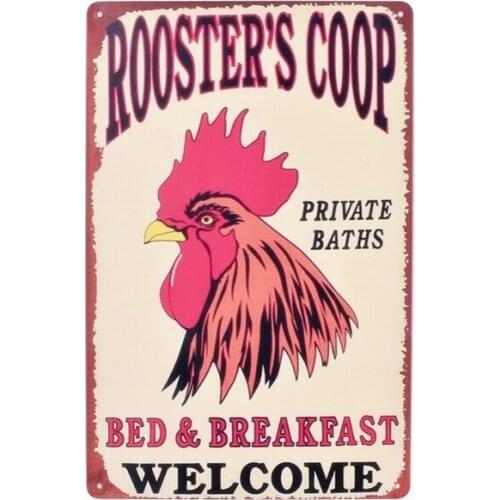 Roosters Coop Vintage Metal Tin Signs Pub Decoration Plates Fresh Eggs Wall Stickers Art Plaque Farmhouse Home Decor MN77