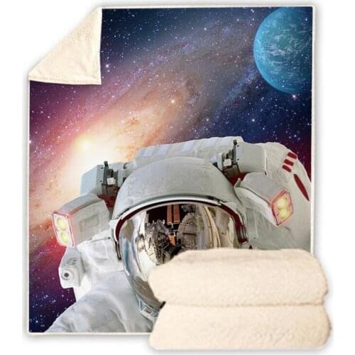 Starry Sky Galaxy Funny Character Blanket 3D Print Sherpa Blanket on Bed Home Textiles Dreamlike Style 02