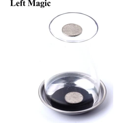 1 Pcs Coin Penetrates Into The Cup Tricks The Good Stretch COINS Through The Glass Magical Steel Cup Mat Magic Trick Props