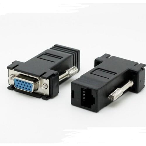 100PCS VGA To Lan RJ45 Extension Adapter For Cat5 Cat6 Ethernet Cord for PC Desktop Computer