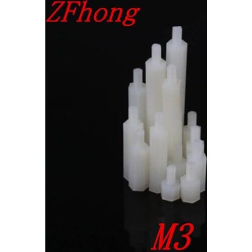 1000PCS M3*5/6/8/10/12/15/18/20/25/30/35/40+6 Male to Female white nylon standoff spacer