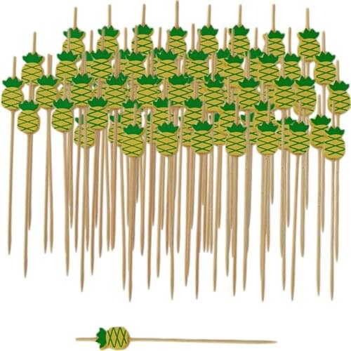 100x Pineapple Cocktail Picks Disposable Bamboo Food/Fruit Sticks Toothpicks for Snack Picks Cupcake Topper Sandwich Tools