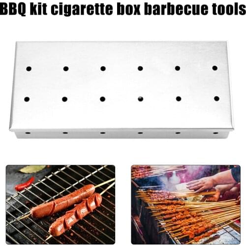 20 New Wood Chips BBQ Smoker Box For Indoor Outdoor Charcoal Gas Barbecue Grill Meat Infused Smoke Flavor Accessories Smoker Box