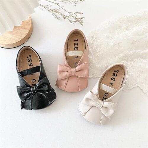 2021 Baby Leather Shoes Spring Summer Autumn Baby Girls Mary Janes Bow Tie Shoes 1-6 Years Kids Princess Dress Shoes Size 21-30
