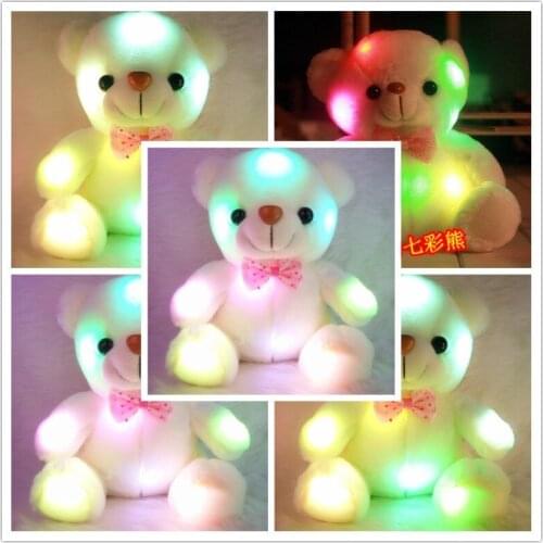 22cm Hot Large Luminous Teddy Bear Doll Bear Hug Colorful Flash Light,Led Plush toy birthday Christmas gift