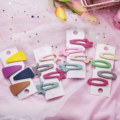 4 Pcs Color Random Candy-Colored Matte Hair Clip Girls All-match BB Clip Hairpin Hair Accessories Lovely Headwear Cartoon