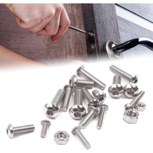 500Pcs M3/M4/M5 Screw Nut Set Inner Hex Complete Round Head Hexagon Screw Nut Tool Kit anti-rust and durable Furniture