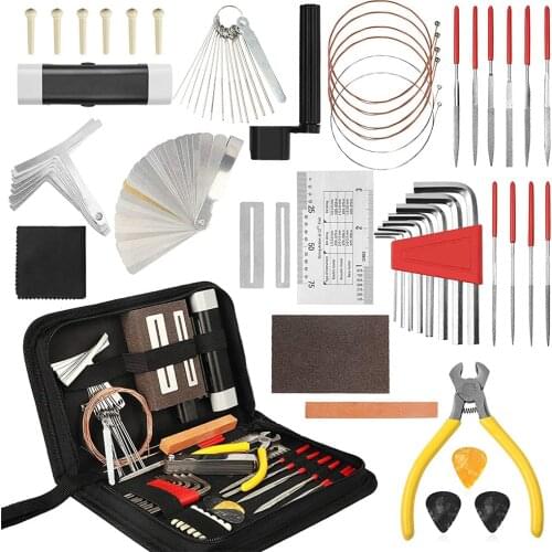 54Pcs Guitar Repairing Maintenance Tools Ruler Gauge Measuring Tool Hex Wrench Kit Electric Guitar Care Accessories