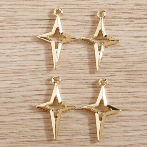 8pcs 15*25mm Charms Gold Color Star Pendants for Necklaces Earrings Bracelets DIY Handmade Jewelry Making Crafts Accessories