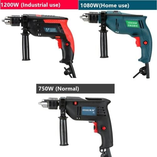 Free shipping 1200W Adjust speed hand drill Industrial Electric impact drill hammer Electric drill Screw driver bits power tools