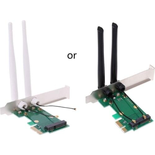 Wireless Card WiFi Mini PCI-E Express to PCI-E Adapter 2 Antenna External PC D08A