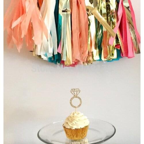 Glitter rings Cupcake Toppers party baby bridal shower birthday wedding cake topper decor to choose colors