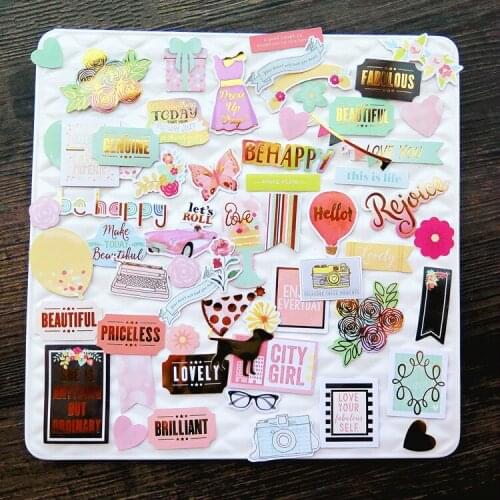 Be Happy Foil Paper Die Cuts for DIY Scrapbooking/photo album Decoration Card Making Crafts 55pcs