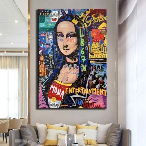 Street Graffiti Art Posters and Prints Mona Lisa Funny Canvas Painting on The Wall Art Picture for Living Room Cuadro Home Decor