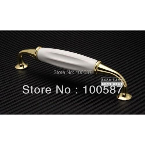 European style coffee gold ceramic crack cupboard handles,bedroom furniture drawer handle and knobs(C.C:128 mm L:145mm)