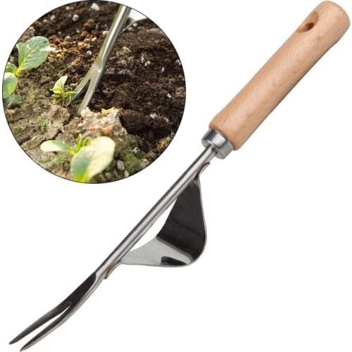 Plant Cages & Support Wood Forked Hand Weeder Puller Patio Handle Garden Remove Weeds Shovel Garden Courtyard Trimming Tools